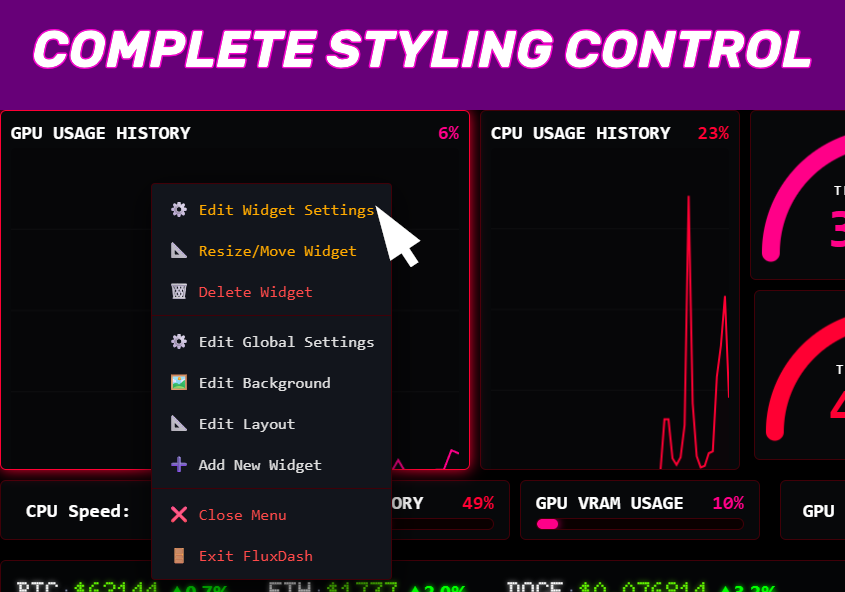 FluxDash - Complete Styling Control